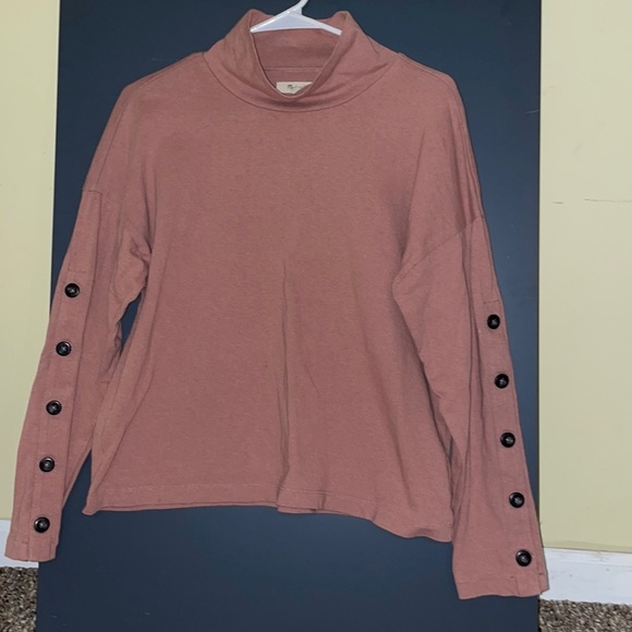 Womens Madewell Button Sleeve Turtleneck Top - Picture 3 of 5